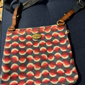 Fossil Multi-Color Geometric Crossbody with Leather Trim